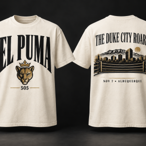 El Puma 505 Corner ivory T-shirt concept honoring Albuquerque, New Mexico